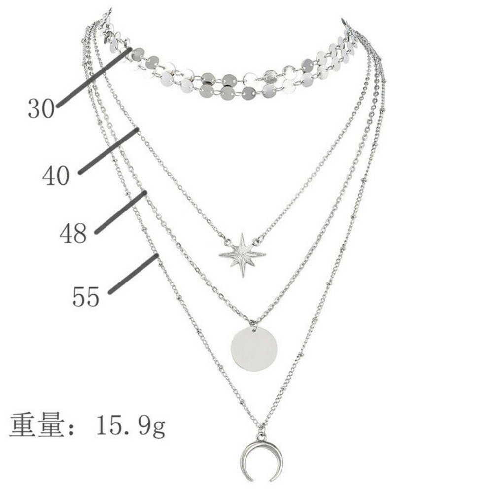 NWOT Silver Eclipse Layered Necklace - Picture 3 of 3
